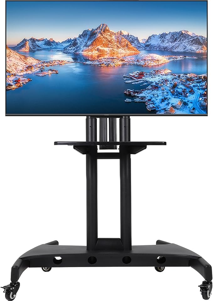 GCCSJ Rolling TV Stand with Adjustable Shelf，Portable TV Stand on Wheels by GCCSJ