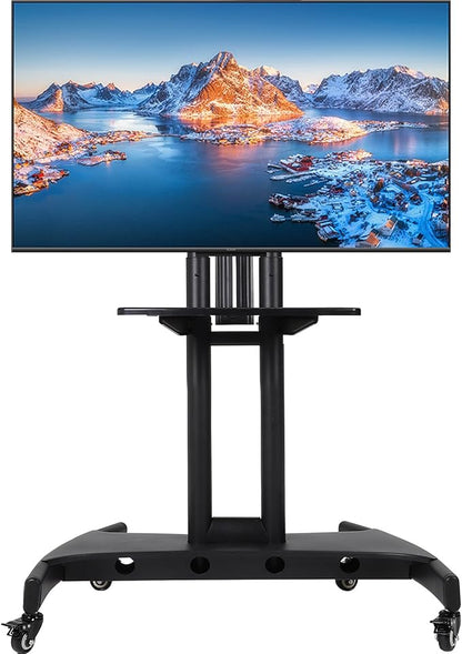 GCCSJ Rolling TV Stand with Adjustable Shelf，Portable TV Stand on Wheels by GCCSJ