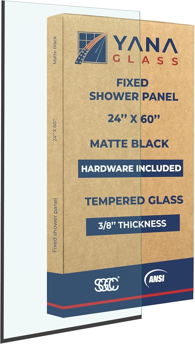 Yana Frameless Shower Door Screen, Fixed Shower Door Panels 3/8" Thick Tempered by Unknown
