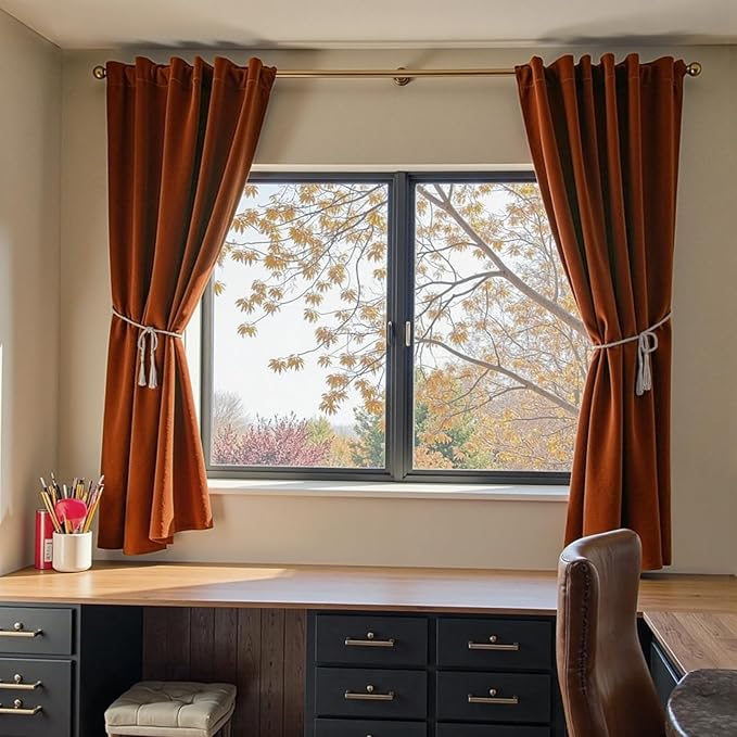Lazzzy Velvet Blackout Curtains Thermal Insulated Room Window Drapes Super Soft - Image 5