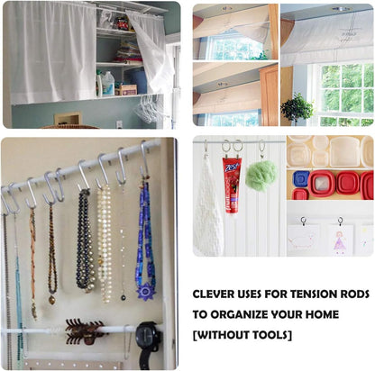 DeElf 6 Pack Tension Rods 28 to 48 Inches, Adjustable Spring Tension Rod for Window Curtain, Kitchen Cupboard Utensils, Closet, and Cabinet, White