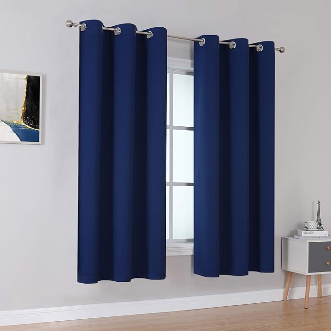DUALIFE Navy Blue Blackout Curtains 54 Inch Length - Image 2