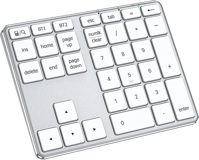 iClever KP10 Bluetooth Number Pad, Dual Device Connection, 34 Keys Ultra-Slim by iClever