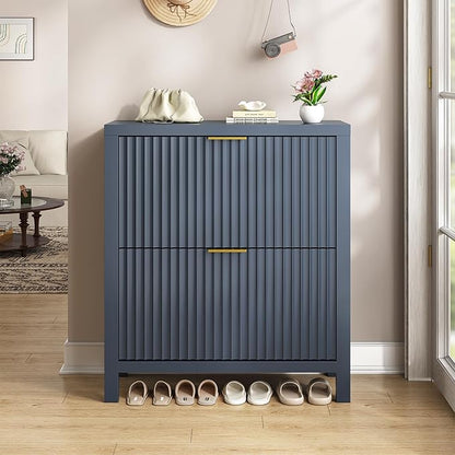 Shoe Cabinet Storage for Entryway, Fluted Shoe Cabinet - Image 9