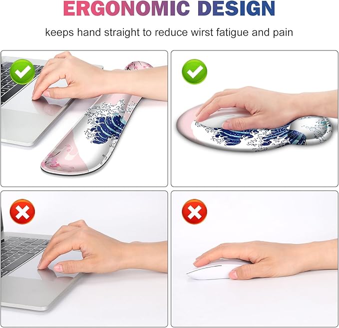 Gaming Mouse Pad, Large Desk Mat, Cute Desk Pad Protector, Japanese Wave of - Image 4