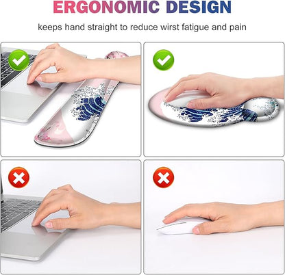 Gaming Mouse Pad, Large Desk Mat, Cute Desk Pad Protector, Japanese Wave of - Image 4