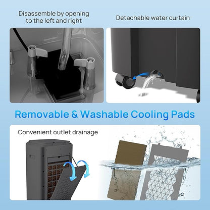 YEW 25" Evaporative Air Cooler, 1500CFM Swamp Cooler Air Conditioner - Image 6