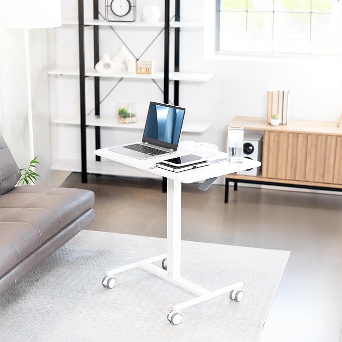 VIVO Mobile 28 inch Standing Laptop Cart, Height Adjustable Small Rolling Desk - Image 2