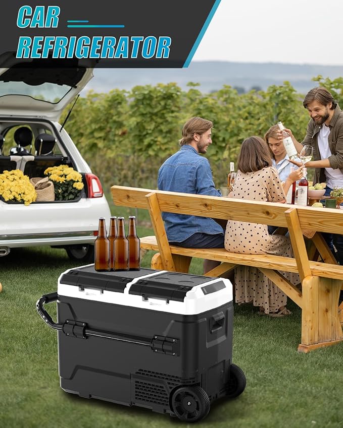 Electric Cooler with Battery 12V 52 Quart Car Refrigerator Dual Zone Dual Door - Image 9