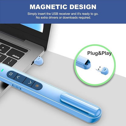 QUI Presentation Clicker for PowerPoint, RF 2.4GHz USB Wireless Presenter Remote - Image 4
