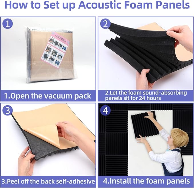 24 Pack Acoustic Panels, Sound Proof Foam Panels, Self-Adhesive Soundproof Wall - Image 5