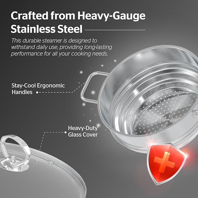 SUNHOUSE 5 Quart Stainless Steel Steamer Insert – Multi-Purpose Soup & Food - Image 3