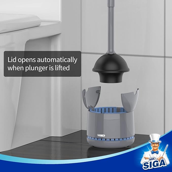 MR.SIGA Toilet Plunger with Holder, Heavy Duty Plunger with Sturdy Handle - Image 3