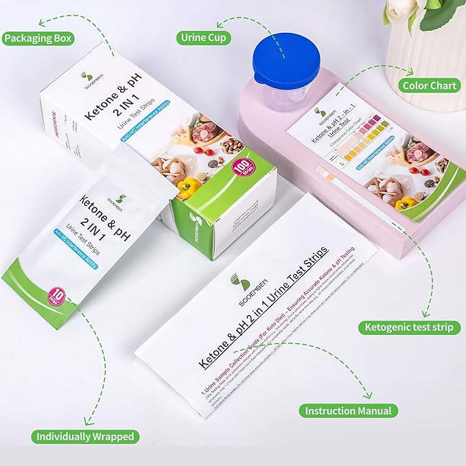 2-in-1 Ketone Test Strips, 100cts Keto and pH Strips Urine Test - Image 7