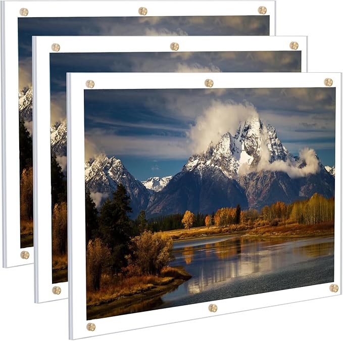 Kalami 3Pack 16x20 Clear Acrylic Wall Mount Picture Frame Self Adhesive by Kalami