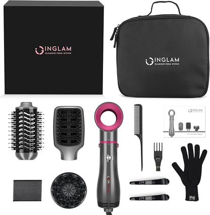 IG INGLAM 4 in 1 Hot Air Brush, Negative Ion Detachable Hair Styler & Volumizer - Image 8