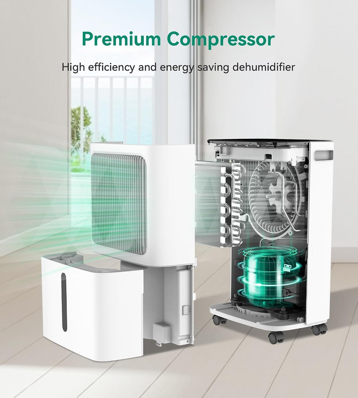 VEAGASO 34-36 Pint/D, 2500 Sq.Ft Dehumidifier for Basement with Drain Hose