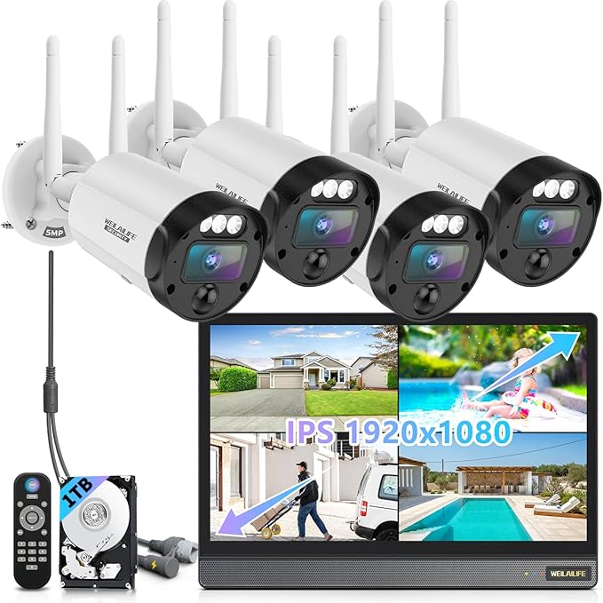 【All-in-One Security System】 5MP Outdoor Wireless Security Camera System by WEILAILIFE