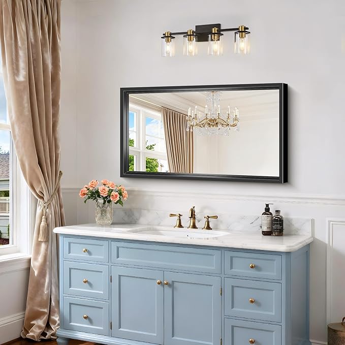 Bathroom Mirrors for Over Sink, 36 x 20 Inch Brushed Black Rectangle Mirror - Image 3