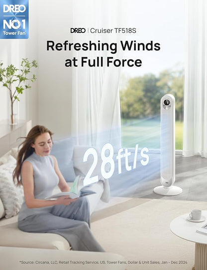 Dreo Smart Tower Fan for Bedroom, Floor Standing Bladeless Oscillating Fan - Image 2