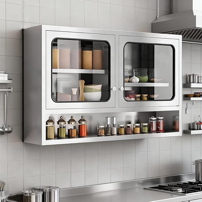 ZZV Kitchen Wall Cabinet, Stainless Steel Wall Mounted Cabinet - Image 6