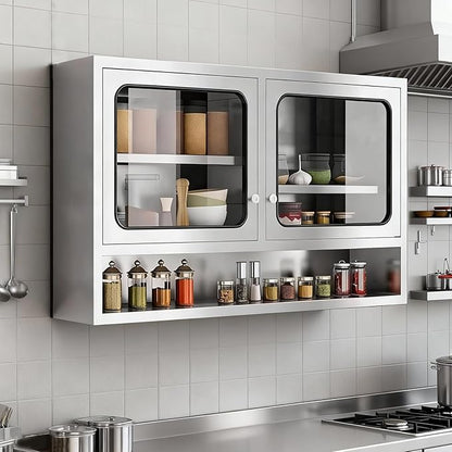 ZZV Kitchen Wall Cabinet, Stainless Steel Wall Mounted Cabinet - Image 6