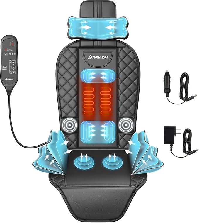 Back Massager with Heat & Traction & Vibration, Seat Massager Pad by COMRELAX