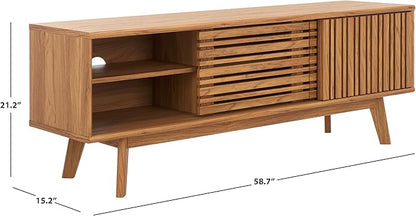 SAFAVIEH ESMA TV Stand for up to 65" Flatscreen – Oak Brown, Sliding Doors - Image 5