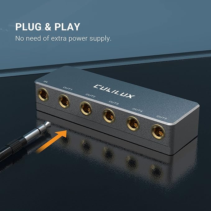 Cubilux 5-Way Quarter Inch Signal Splitter, Passive 1/4” Audio Splitter - Image 4
