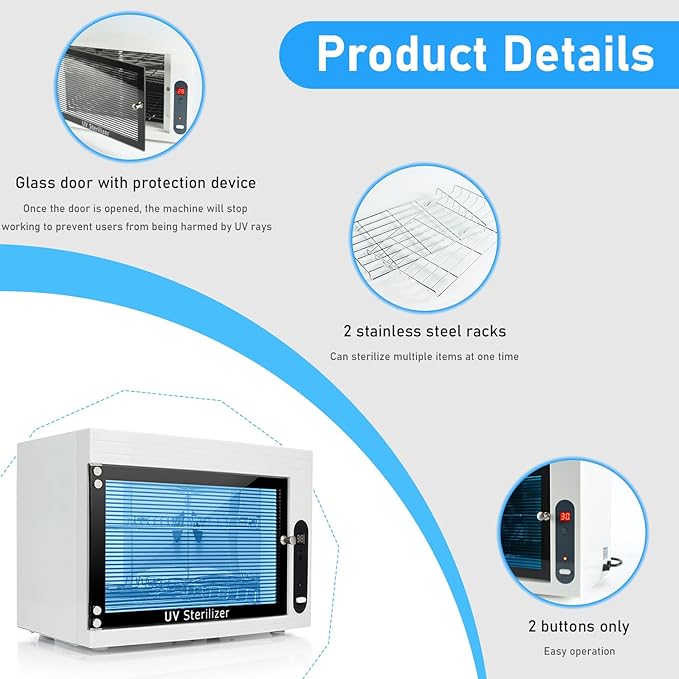 8L UV Cleaning Cabinet, High Capacity Nail Tool Cleaning Machine - Image 3