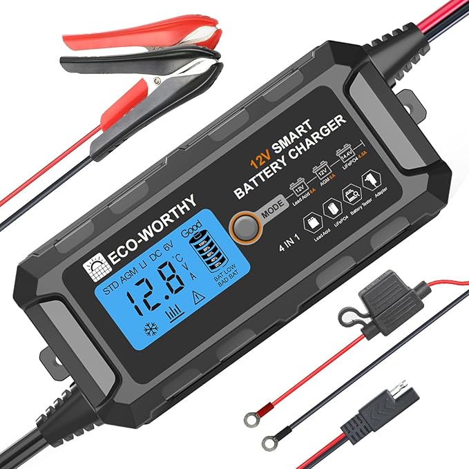 ECO-WORTHY 12V 5A Automatic Smart Battery Charger and Maintainer LCD Display by ECO-WORTHY