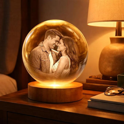 Herihues Personalized 3D Photo Crystal Ball, Custom Engraved Picture Lamp - Image 5