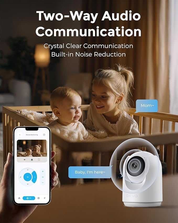 Devo Indoor Smart Cameras for Home Security 2K, 360 Pan-Tilt Human Pet Dog Baby - Image 8
