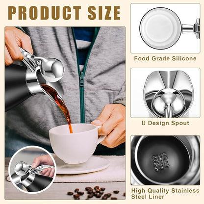 Uiifan 2 Pcs 68 oz Thermal Coffee Carafe Insulated Stainless Steel Coffee Carafe - Image 3