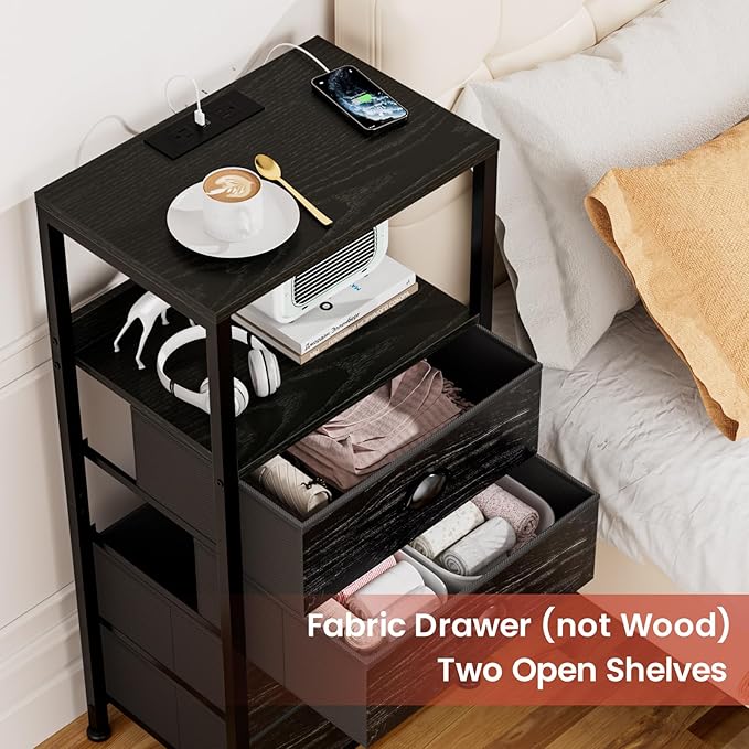 Nightstand with Charging Station & Voice Control Night Light, Night Stand with - Image 6