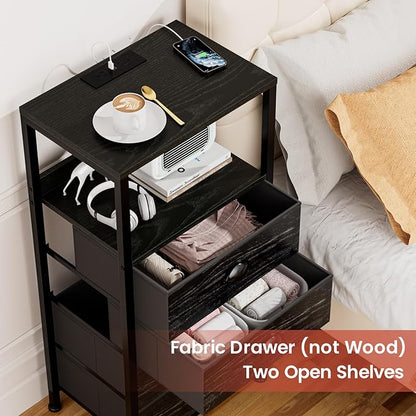 Nightstand with Charging Station & Voice Control Night Light, Night Stand with - Image 6