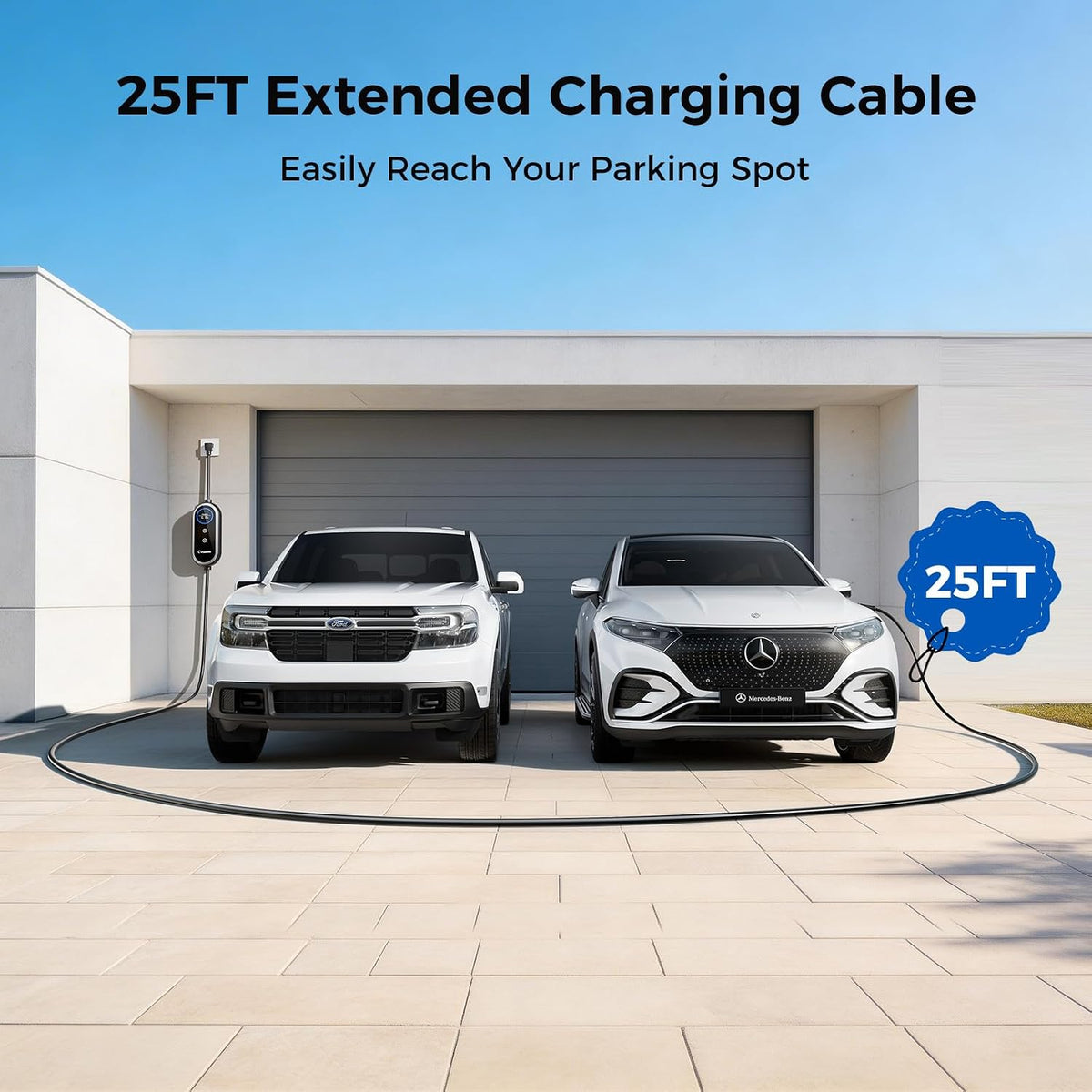 2026 New Level 1&2 EV Charger, 8-16Amp, 25FT Cord, J1772 EV/PHEVs