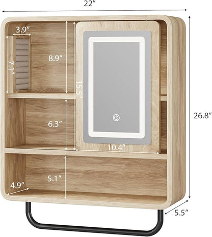 QUW Bathroom Wall Cabinet with Sliding Mirror Door, Modern Medicine Cabinet - Image 3