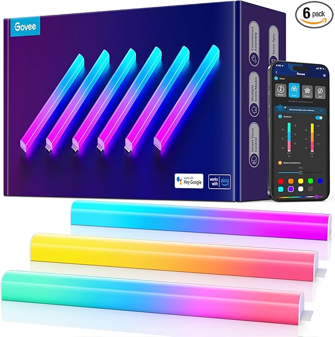 Govee Glide Wall Lights, RGBIC LED Light, Smart Gaming Light Compatible by Govee