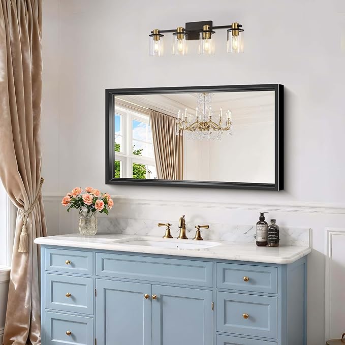Bathroom Mirror, 40x24 Inch Brushed Black Rectangle Mirror, 0.6" Thickened Deep - Image 5