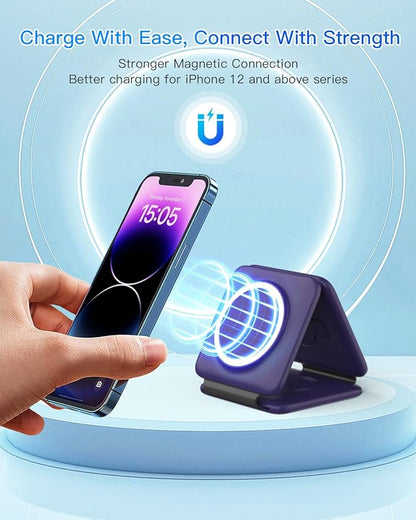 Iseyyox Charging Station for Mag Safe Apple - 3 in 1 Magnetic Foldable Wireless - Image 7
