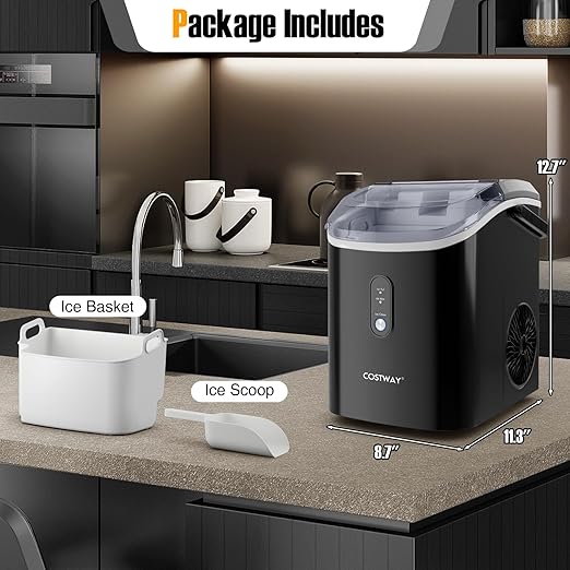 COSTWAY Nugget Countertop Ice Maker, Ready in 6 Mins, 34 lbs/24H, Ice Machine - Image 8