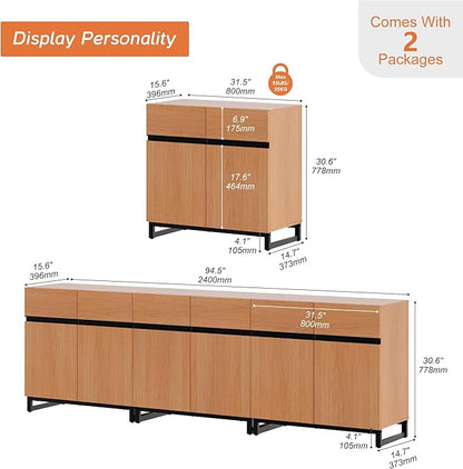 WAMPAT Modern TV Stand for TVs up to 110 inch, 3 in 1 Wood Entertainment Center - Image 2