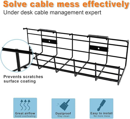 Under Desk Cable Management- 6 Pack Cord Organizer. Metal Wire Cable Management - Image 3