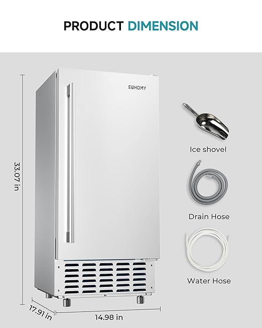 EUHOMY Under Counter Nugget Ice Maker Machine, Bulit-in Freestanding Ice Maker - Image 8