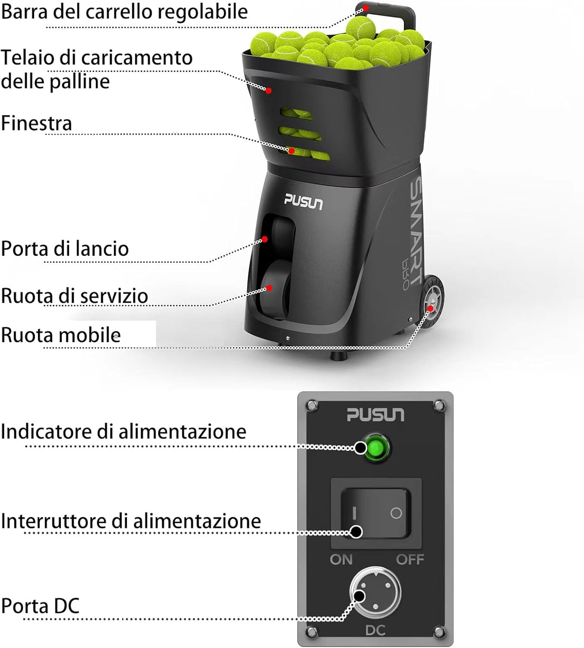 Smart Tennis Ball Machine - Auto Serve with APP/Remote/iWatch Control, 120km/...