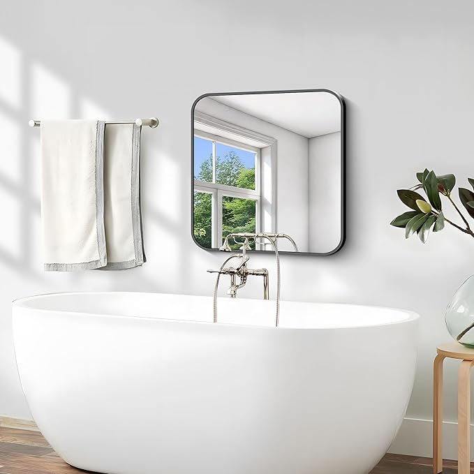 Black Bathroom Mirror, 18 x 18 inch Square Mirrors - Image 7