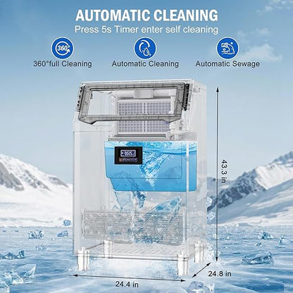 Commercial Ice Maker Machine 350 Lbs/24H, 60 Lbs Ice Bin, Undercounter Ice - Image 7