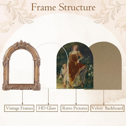 Bronze Antique Picture Frames 2.5x3.5 Ornate Arched Vintage Picture Frames with Glass Front for Wall Hanging and Tabletop Photo Gallery Wall Decor Vintage Home Decor