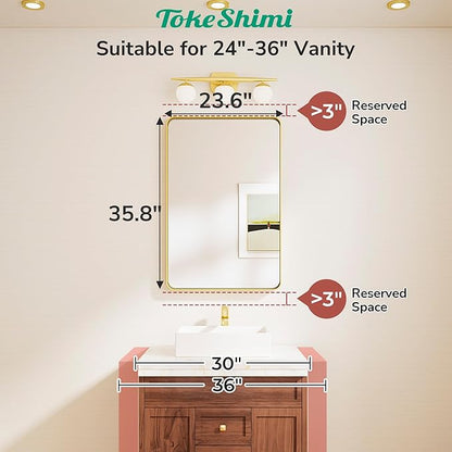 TokeShimi 24x36 Brushed Gold Bathroom Mirror, Wall Mirror - Image 2